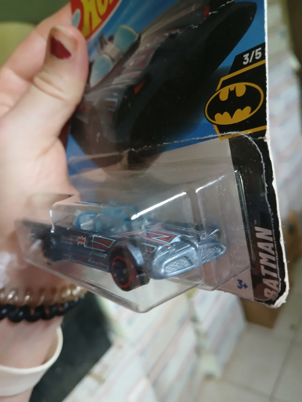 Hot Wheels 1966 Classic TV Series Batmobile features a metallic grey finish